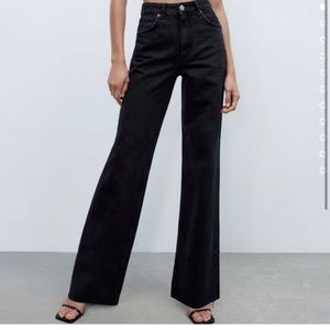 Zara wide leg raw hem jeans
